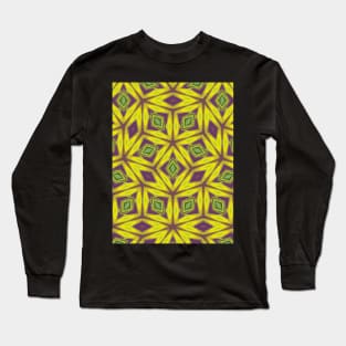 Yellow and Purple Star Pattern - WelshDesignsTP004 Long Sleeve T-Shirt